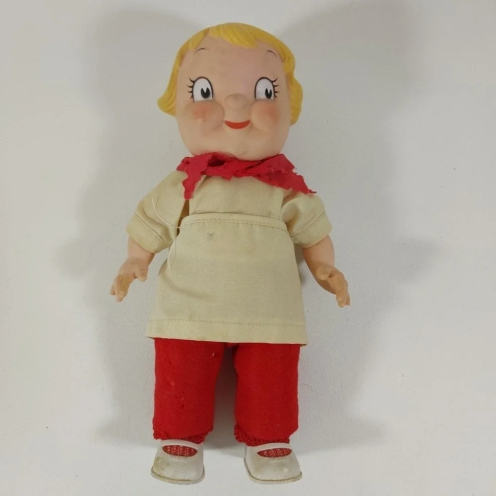 Campells Soup Rubber Girl Doll Vintage 1970s Advertising Full Clothed Made USA‎
